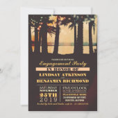 Beach Palms Sunset Engagement Party Invitation (Devant)