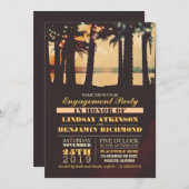 Beach Palms Sunset Engagement Party Invitation (Devant / Derrière)