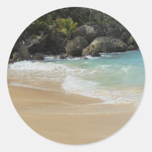 Beach Palms Zee Waves Blank Seaside Sjabloon Ronde Sticker