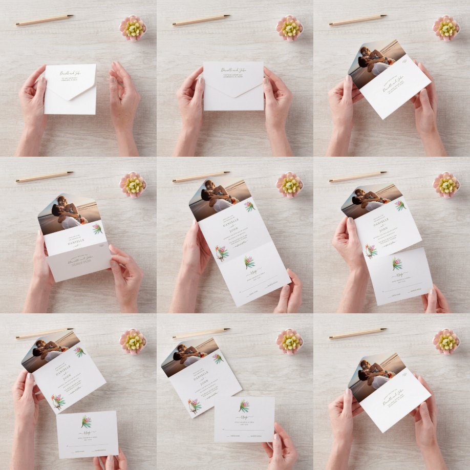 Beach Paradise Photo Wedding RSVP All In One Uitnodiging