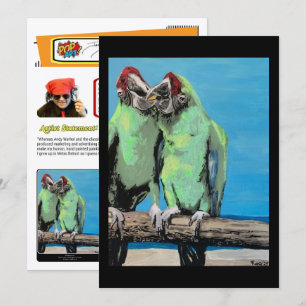 ‘Beach Parrots’-schilderij op een kleine print  Kaart