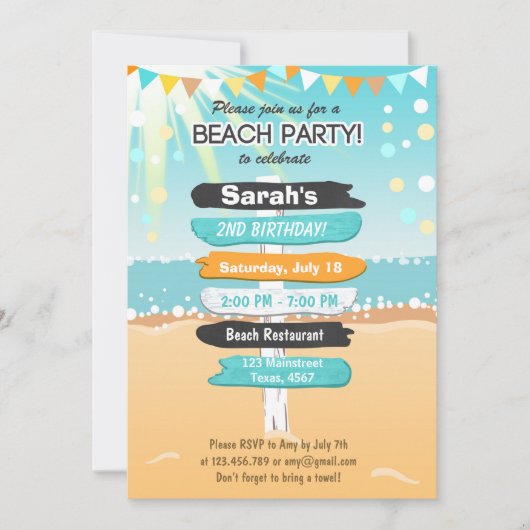 Beach Party Beach invitation (Devant)
