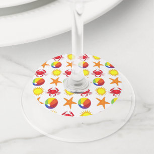 Beach Party Beachball Sun Crab Starfish Seashore Wijnglaslabel
