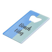 Beach Party, Blue Stripes Kredietkaart Flessenopener (Voorkant Gekanteld)