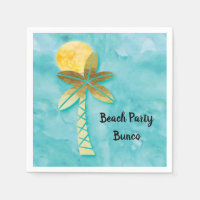 Beach Party Bunco Blauw Waterverf Gouden Palm