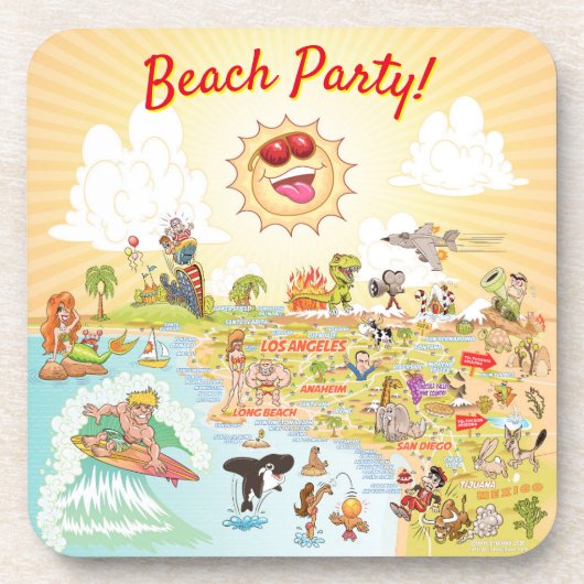 Beach Party California Plastic Dessous de verre (Devant)