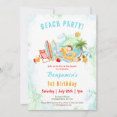 Beach Party Été 1er anniversaire Invitation de gar (Devant)
