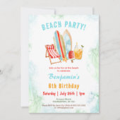 Beach Party Été Tropical Invitation d'anniversaire (Devant)