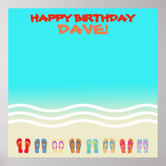 Beach Party Happy Birthday Autograaf Poster (Voorkant)
