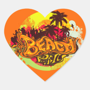 Beach Party Hart Sticker