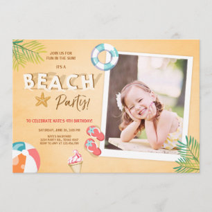 Beach Party Invitation Beach Birthday BBQ Summer Kaart