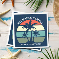 Beach Party palm Tree Sunset Island Aangepast blau