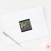 Beach Party Parrot Vierkante Sticker (Envelop)