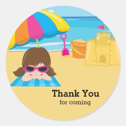 Beach party ronde sticker (Voorkant)