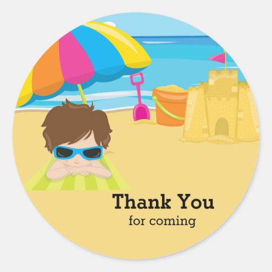 Beach party ronde sticker (Voorkant)