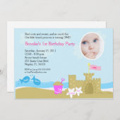 Beach Party Sand Castle 5x7 PHOTO Invitation (Devant / Derrière)