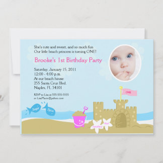 Beach Party Sand Castle 5x7 PHOTO Invitation