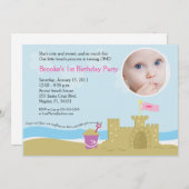 Beach Party Sand Castle 5x7 PHOTO Invitation (Devant / Derrière)