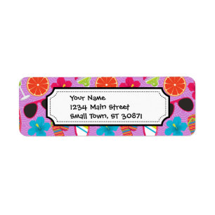 Beach Party Teenslippers Sunglazen Beachball Paars Etiket