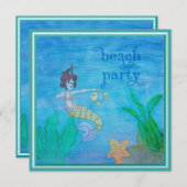 Beach Party Tropical Mermaid Personalized Kaart (Voorkant / Achterkant)