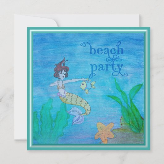 Beach Party Tropical Mermaid Personalized Kaart (Voorkant)