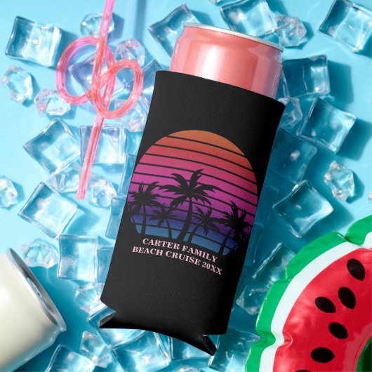 Beach Party Tropical Sunset Pink Black Palm Trees (Insitu Zomer)