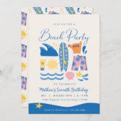 Beach Party uitnodiging | Zon en Surf Feest Uitnod (Voorkant / Achterkant)