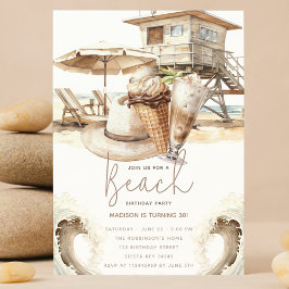 Beach Party Verjaardag Pastel Zand Kaart