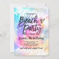 Beach Party Verjaardag Roze Tie Dye Meisje Beach P