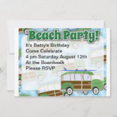 Beach Party Woodie Wagon uitnodigen Kaart (Voorkant)