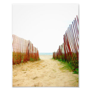 Beach Path Fence Foto Foto Afdruk