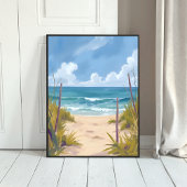 Beach Path | Ocean Watercolor Coastal Painted Poster