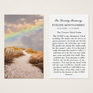 Beach Path Rainbow Funeral Prayer Card Visitekaartje