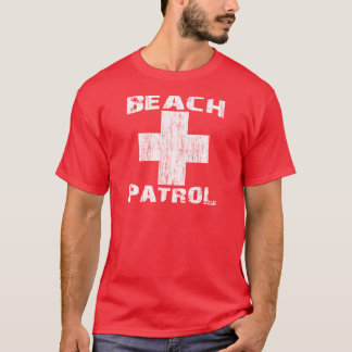 BEACH PATROL Distress White Logo Lifeguard T-shirt