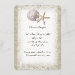 Beach Pearl en Lace Receptie Kaart
