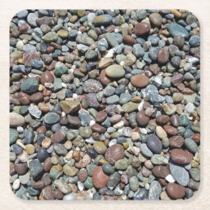 Beach Pebble-Onderzetters Vierkante Kartonnen Onderzetter