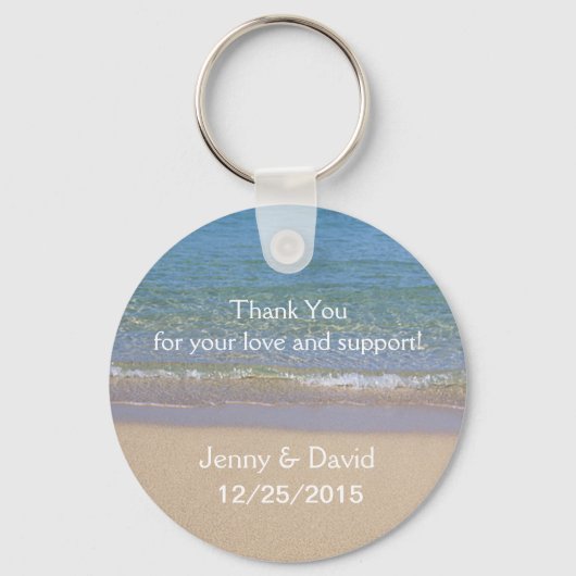 Beach Personalized Key Ring Wedding Favor Sleutelhanger (Voorkant)