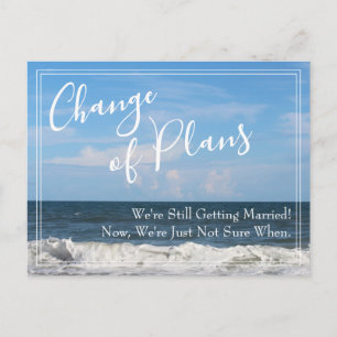 Beach Photo Change of Plans Postponed Wedding Briefkaart