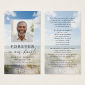 Beach Photo Forever Hearts Memorial Prayer Card (Devant & derrière)