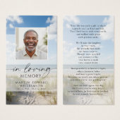 Beach Photo In Loving Memory Sympathy Prayer Card (Devant & derrière)