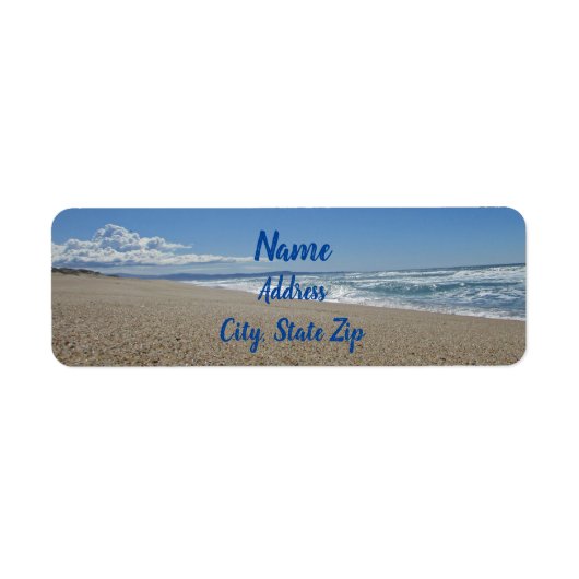 Beach Photo Surf Sand Blue Sky Pacific Coast Etiket (Voorkant)