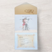 Beach Photo Weddenschap nodigt RSVP Menu Hearts Za All In One Uitnodiging (Binnen)