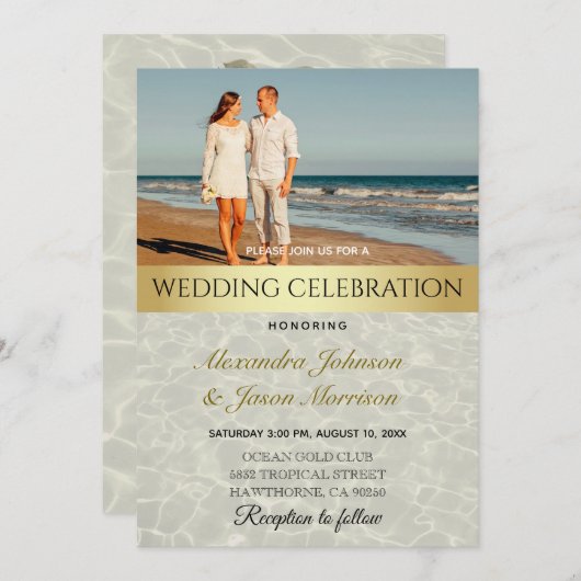 Beach Photo Wedding Kaart (Voorkant / Achterkant)