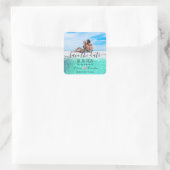 Beach Photo Wedding Save the Date Square Sticker (Tas)