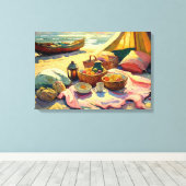 Beach Picnic in Summer Fine Art Canvas Afdruk (Insitu (Houten vloer))