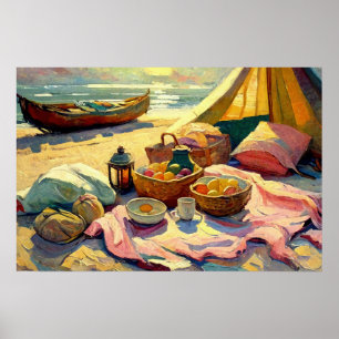 Beach Picnic in Summer Fine Art Poster