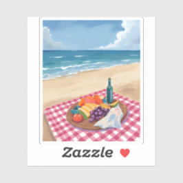 Beach Picnic | Ocean Shore Painting Art Sticker