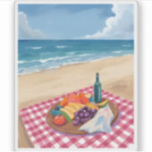 Beach Picnic | Ocean Shore Painting Art Sticker (Voorkant)