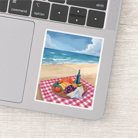 Beach Picnic | Ocean Shore Painting Art Sticker (Detail)