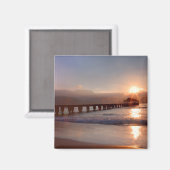 Beach pier bij zonsondergang, Hawaii Magneet (Voorkant / Achterkant)